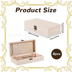 Wood Flip Top Storage Boxes with Metal Clasps&nbsp;CON-WH0095-230