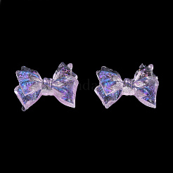 クリア樹脂カボション  グリッターパウダー付き  蝶結び  ミックスカラー  7.5~8x10~10.5x3mm&nbsp;CRES-N030-003-B