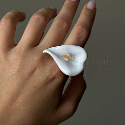 304 Stainless Steel Enamel Flower Finger Rings for Women&nbsp;WG52B0F-01
