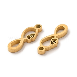 イオンプレーティング（IP）304ステンレススチールチャーム  ハートを持つ無限大  ゴールドカラー  15x5x1.5mm  穴：1.4mm&nbsp;STAS-M089-16G