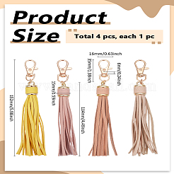 4個4色のPUレザータッセルペンダント  合金パーツ  ミックスカラー  152x15mm  1pc /カラー&nbsp;FIND-LP0007-24A