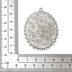 Tibetan Style Antique Silver Alloy Flat Oval Pendant Cabochon Settings&nbsp;X-TIBEP-M022-40AS