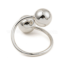 Rack Plating Brass Round Ball Beded Open Cuff Rings&nbsp;RJEW-D009-03P