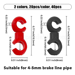 40個 2色 樹脂製自転車ケーブルバックル  自転車用品用回転式ブレーキライン S 字クリップ  ミックスカラー  19.5x8x5.5mm  穴：3mm  20個/カラー&nbsp;FIND-HY0002-91