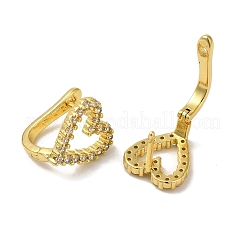 Heart Brass Micro Pave Clear Cubic Zirconia Huggie Hoop Earrings for Women&nbsp;EJEW-C097-10G