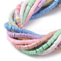 10連売り10色手作りポリマークレイビーズ連売り  ジュエリー工芸用品のDIY用  ディスク/フラットラウンド  ミックスカラー  6x1mm  穴：2mm  1本/色&nbsp;CLAY-YW0001-92