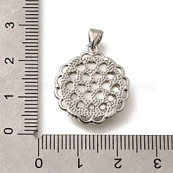 真鍮パヴェ天然イエローシェル彫刻フラワーペンダント  ラックめっき  プラチナ  22x19.5x3.5mm  穴：3x4mm&nbsp;KK-Z091-02P