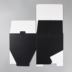 折り畳み式厚紙ギフト収納ボックス  正方形  ブラック  19.5x19.5x12cm&nbsp;CON-WH0099-68