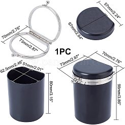 プラスチック製の口紅ボックス  鉄のパーツと  D字型  プラチナ  7x7.3x9.8cm&nbsp;CON-WH0080-66B