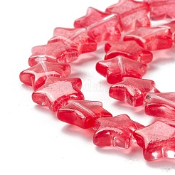 透明なガラスビーズ連  スター  サクランボ色  10x10x4mm  穴：0.8mm  約40個/連  13.39~14.17インチ（34~36cm）&nbsp;GLAA-K057-01G
