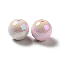 UVメッキ不透明レインボー虹色アクリルビーズ  ラウンド  ピンク  16.5~17.5x17~18mm  穴：2.7mm&nbsp;MACR-D063-01B-03