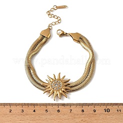 304 Stainless Steel & Rhinestone Snake Chain Double Layers Bangles for Women&nbsp;BJEW-D465-04B-G