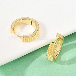 真鍮製フープピアス  ストライプ  18KGP本金メッキ  14.5x15x4mm&nbsp;EJEW-D348-22G