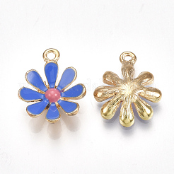 合金ペンダント  エナメル  花  ライトゴールド  藤紫色  19x15x4mm  穴：1.5mm&nbsp;PALLOY-S177-07B