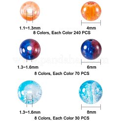 Spray Painted Crackle Glass Beads Sets&nbsp;CCG-PH0003-08