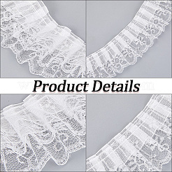 10 Yards Double Layer Polyester Organza Pleated Lace Trim Ribbons&nbsp;SRIB-GF0001-43C