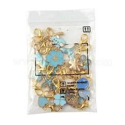 20 個 20 スタイル合金エナメルペンダント装飾  カニカン付き  花/クローバー/蝶結び  ゴールドカラー  26~39mm  1個/スタイル&nbsp;HJEW-FS00044