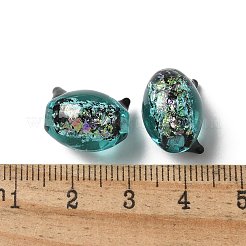 手作りのホイルランプワークビーズ連売り  猫  士官候補生ブルー  13x15x11~11.5mm  穴：1.2~1.6mm  約20個/連  11.89''（30.2センチメートル）&nbsp;FOIL-Z001-04H