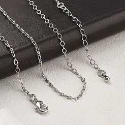 女性用真鍮アズキチェーンネックレス  304ステンレススチール製カニカン付き  ラックめっき  鉛フリー＆カドミウムフリー  長持ちメッキ  プラチナ  17.72インチ（45cm）&nbsp;NJEW-D302-20P