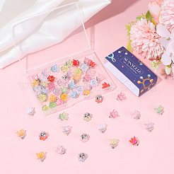 72個9色アクリルパーツ  花のチャーム  合金のパーツと  プラチナ  12.2x11.1mm  8個/カラー&nbsp;OACR-SC0002-38A