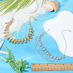 2Pcs 2 Styles Alloy Bell Chain Tassel Anklets&nbsp;AJEW-ME0002-98