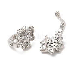 クリアキュービックジルコニアフラワーフープピアス  真鍮のピアス  プラチナメッキ  14x13x12mm&nbsp;KK-K333-36P