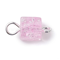 クラックルガラスビーズコネクタチャーム  鉄パーツ  キューブ リンク  銀色のメッキ  ミックスカラー  13.5x6x6.5mm  穴：1.8~2.5mm&nbsp;PALLOY-JF02894