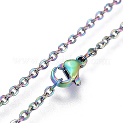 304ステンレススチールアズキチェーンネックレス  カニカン付き  虹色  19.6インチ（50cm）  2mm&nbsp;MAK-F029-01-A