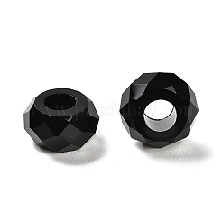 レジンヨーロピアンビーズ  大穴ビーズ  多面カット  ロンデル  ブラック  13.5x8mm  穴：5.5mm&nbsp;RESI-B020-06G