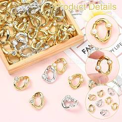 90Pcs 3 Styles ABS Plastic & Crystal Rhinestone & Imitation Pearl Quick Link Connectors&nbsp;KY-CJ0002-16