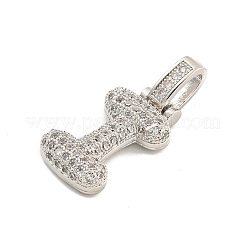 Brass Micro Pave Clear Cubic Zirconia Pendants&nbsp;KK-B099-01P-I