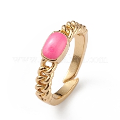 Enamel Rectangle Open Cuff Ring&nbsp;RJEW-L100-028G