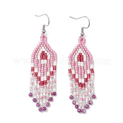 Natural Ruby Rhombus Dangle Earrings&nbsp;EJEW-MZ00567-06
