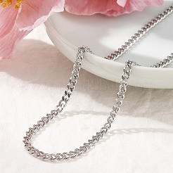 3.5mm 304ステンレススチールカーブチェーンネックレス  変色しない  ステンレス鋼色  15.94インチ（40.5cm）&nbsp;NJEW-T016-10P