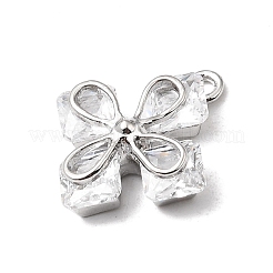 真鍮マイクロパヴェクリアキュービックジルコニアペンダント  花のチャーム  プラチナメッキ  17.5x15x5mm  穴：1.6mm&nbsp;KK-N290-12P