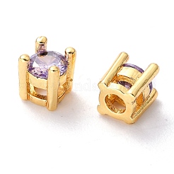 Brass inlaid Cubic Zirconia Slide Charms&nbsp;ZIRC-F125-02A-G