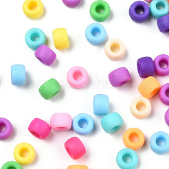不透明なプラスチックビーズ  艶消し  バレル  ミックスカラー  9x6mm  穴：3.8mm  約1900個/500g&nbsp;KY-T025-01-C