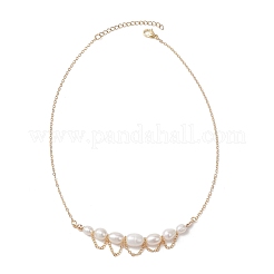 Natural Cultured Freshwater Pearl Rice Graduated Beaded Necklaces with 304 Stainless Steel Cable Chains&nbsp;NJEW-TA00226