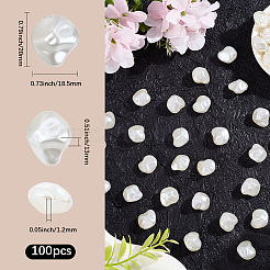 100個のABSプラスチックイミテーションパールビーズ  ナゲット  乳白色  20x18.5x13mm  穴：1.2mm&nbsp;OACR-LT0001-09