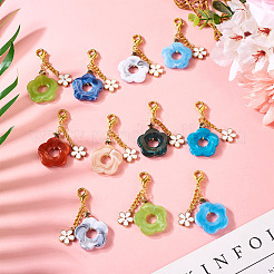16Pcs 8 Colors Acrylic Flower Pendant Locking Stitch Markers&nbsp;HJEW-TA0001-19