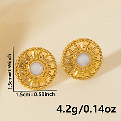 幾何学的な304ステンレススチール製サンスタッドピアス  ゴールドカラー  ホワイト  15x15mm&nbsp;EF1718-2
