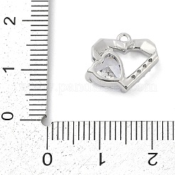 真鍮製マイクロパヴェキュービックジルコニアチャーム  ハート  プラチナ  12.5x14.5x4.5mm  穴：1.2mm&nbsp;ZIRC-P122-01C-P01