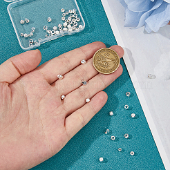 60個 6スタイル 真鍮スペーサービーズ  925銀メッキ  4~4.8x3~5mm  穴：1.5~2mm  10個/スタイル&nbsp;KK-HS0015-38