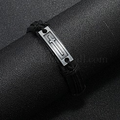 Alloy Rectangle with Cross Link Bracelet&nbsp;BJEW-C037-01A