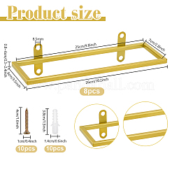 装飾品用の鉄製壁掛けディスプレイスタンド8袋  長方形  ゴールドカラー  26x9x0.8~6cm&nbsp;ODIS-PH0009-28