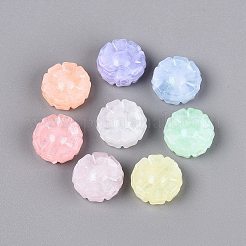 光沢のあるツートンカラーの透明アクリルビーズ  花  暗闇で光る  グリッターパウダー付き  ミックスカラー  16x7mm  穴：2mm  約490個/500g&nbsp;OACR-Q199-46