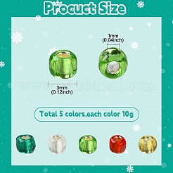 50G 5 Colors Christmas Theme Silver Lined Glass Seed Beads&nbsp;SEED-YW0002-62A