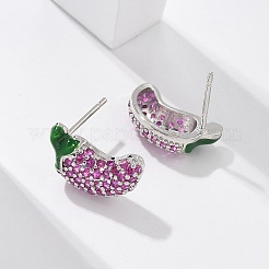 Pepper Brass Micro Pave Cubic Zirconia Stud Earrings&nbsp;EJEW-M077-06P