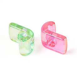 UVメッキ透明アクリルヨーロピアンビーズ  大穴ビーズ  ミックスカラー  文字J  20.5x14x13.5mm  穴：6mm&nbsp;OACR-M027-02J