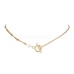 304 Stainless Steel Chain with Natural Pearl Necklaces with OT Clasps&nbsp;NJEW-JN05989